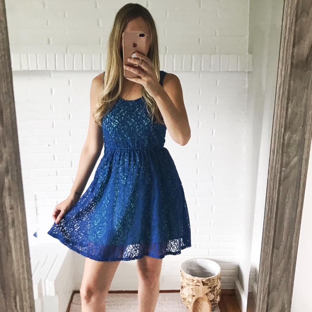 Mossimo Blue Lace Dress Size M